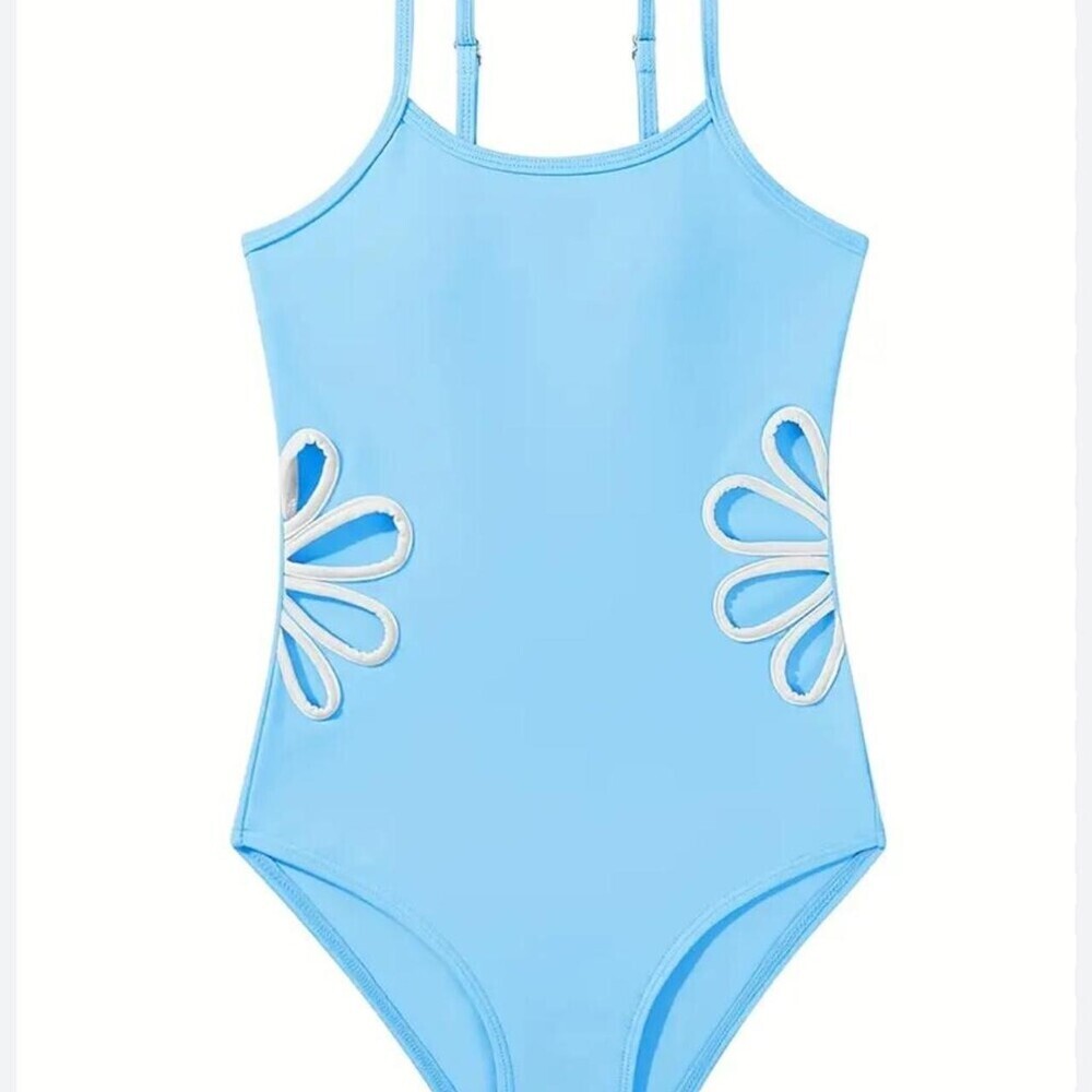 Blue One Piece Swimsuit With C 914